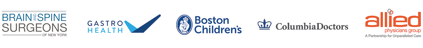 Brain and Spine Surgeons of New York, Gastro Health, Boston Children's, Columbia Doctors, Allied Physicians Group